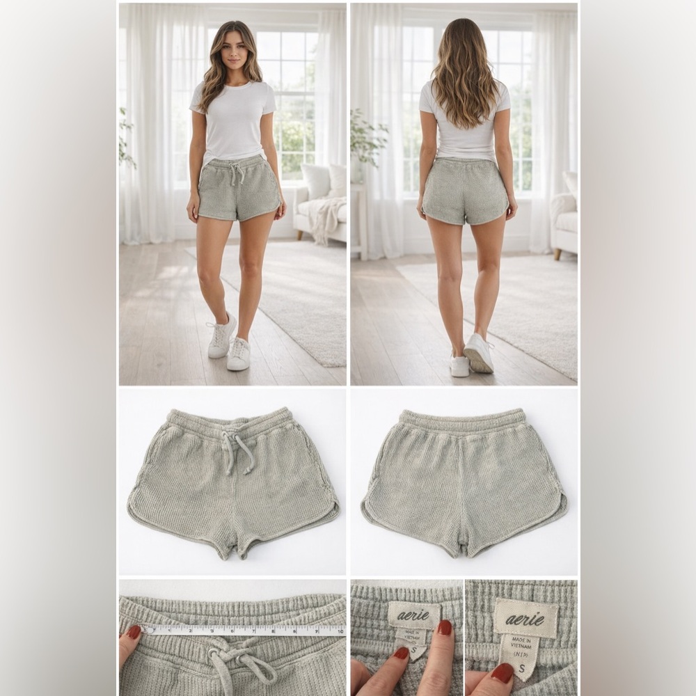 Aerie Waffle Knit Athletic Shorts - Gray
